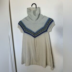 Vintage Free People Cowl Neck Sweater - Cream and Blue
